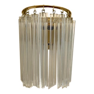 Late 20th Century Mid-Century Modern Venini Murano Glass and Brass Wall Sconce For Sale