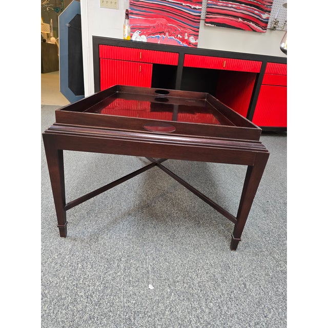 Baker Furniture Company Vintage Baker Mahogany Tray Top Table For Sale - Image 4 of 5