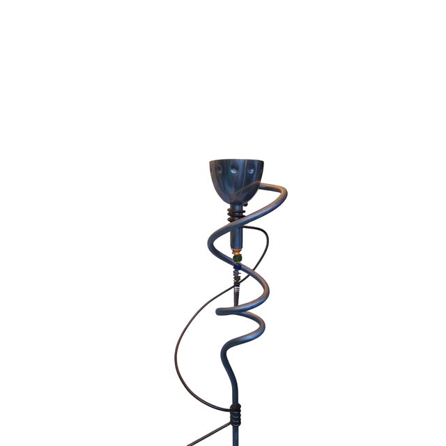 1990s Post-Modern Memphis Style Torchier Floor Lamp Sculptural Design Copper Aluminum For Sale - Image 12 of 18