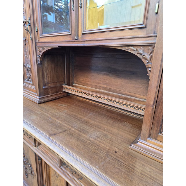 Wood Antique Art Nouveau French Walnut Buffet Cabinet, 1900s For Sale - Image 7 of 18