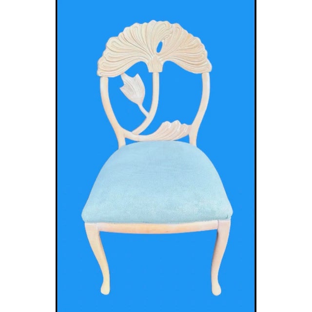 Mediterranean Vintage Hand Carved Italian Dining Chairs With New Upholstery in the Style of Phyllis Morris - Set of 4 For Sale - Image 3 of 11