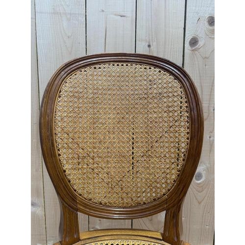 Louis XVI Style Wickerwork Medallion Chairs, Set of 6 For Sale - Image 6 of 10