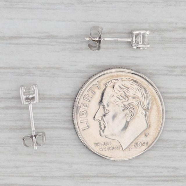 New 0.40ctw Diamond Stud Earrings 14k White Gold Round Solitaire Studs - 2 Pieces For Sale In Greensboro - Image 6 of 6