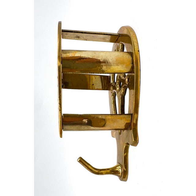 Brass Vintage Brass Horseshoe Wall Hat Holder & Hook – Western / Equestrian Style For Sale - Image 8 of 9