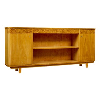 Low Mid-Century Scandinavian Elm and Burr Open Bookcase, 1950 For Sale