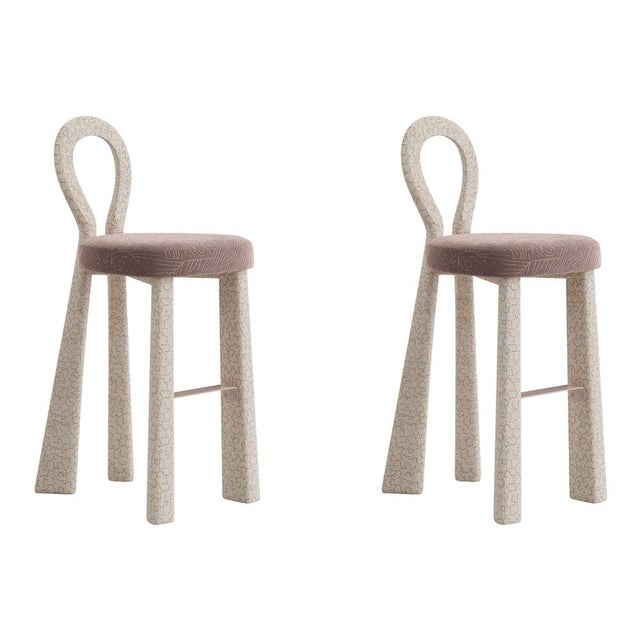 Textile Mary III Bar Chairs with Upholstered Legs by Ottiu, Set of 2 For Sale - Image 7 of 7
