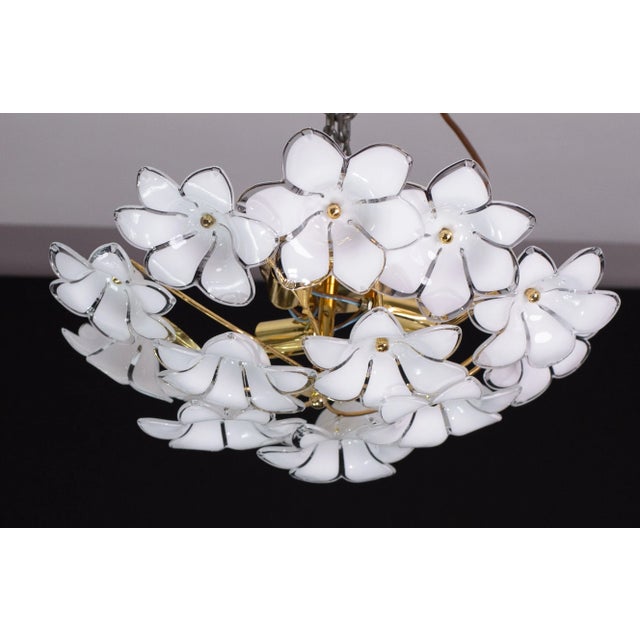 Murano Style Ceiling Light White Flowers, 1970 For Sale - Image 6 of 12