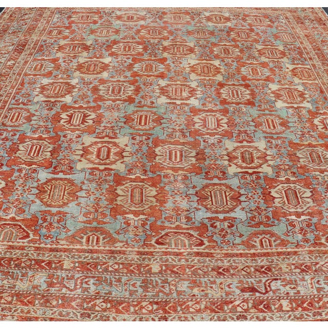 Late 19th Century Large Scale Antique Persian Hamedan Rug With Colorful Tribal Design 11'7 X 14'4 For Sale - Image 5 of 16