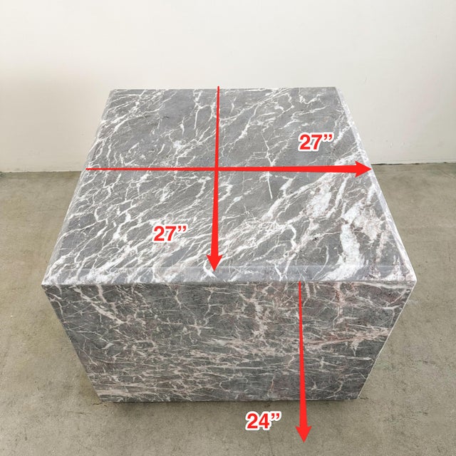 Vintage Mid-Century Modern Square Honed Marble End Table / Display Stand For Sale - Image 10 of 10