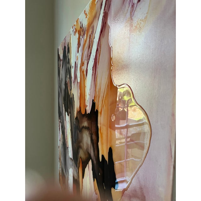 Abstract Original Abstract Watercolor Painting by French Artist Laure Marnas 100cm X 100cm $3,000 For Sale - Image 3 of 3