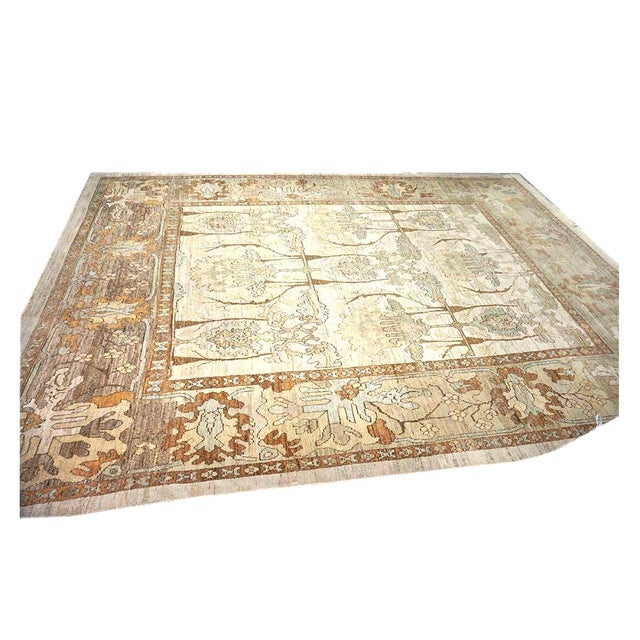 Traditional Turkish Donegal Wool & Hemp 13x18 Ivory, Tan & Rust Handmade Oversized Area Rug #1140073 For Sale - Image 3 of 6
