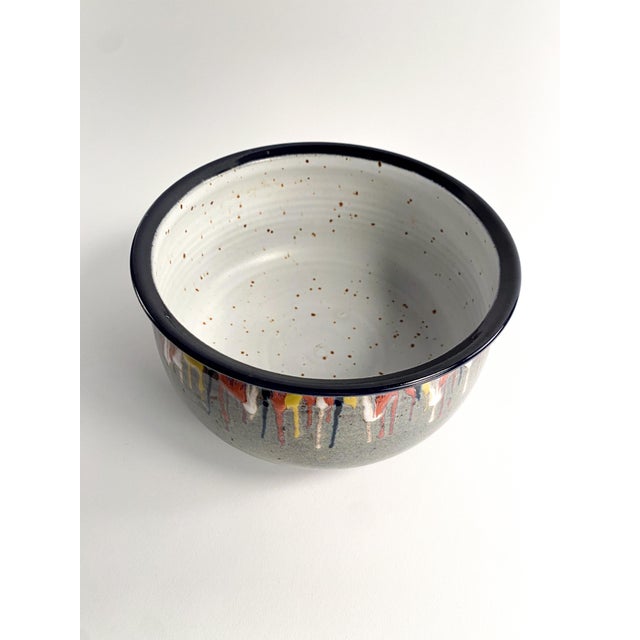 Ceramic Drip Glaze Studio Pottery Bowl For Sale - Image 7 of 8
