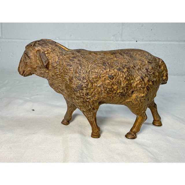 Antique Early 1900's Original Hubley Cast Iron Sheep Lamb Still Coin Bank For Sale In New York - Image 6 of 12