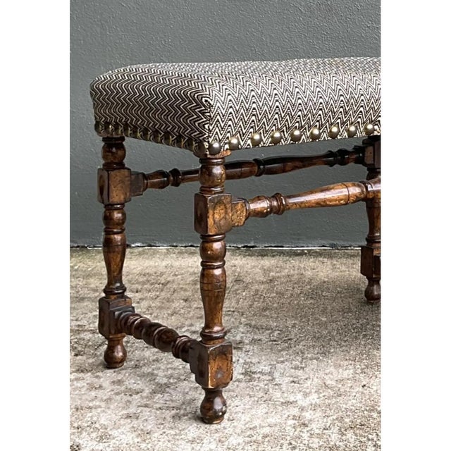Late 20th Century Vintage Lewis Mittman Nailhead Low Stools - A Pair For Sale - Image 5 of 12