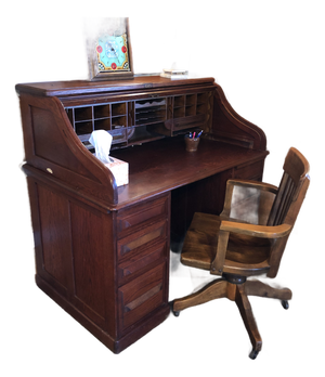 Cutler & Son Antique Roll Top Desk, Late Victorian