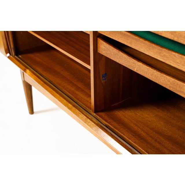 Wood 1960s Danish Modern Mid Century Walnut Tambour Door Credenza — Model #142 — Bernhard Pedersen & Son, Attributed For Sale - Image 7 of 11