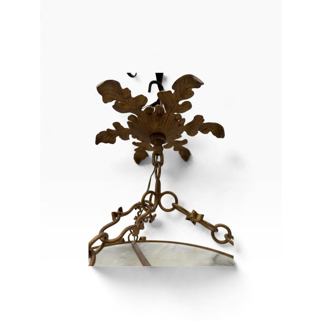 Late 20th Century Neoclassical Carved Alabaster Inverted Bowl Chandelier For Sale In West Palm - Image 6 of 11