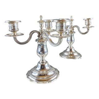 20th Century Silver-Plated Metal Candelabra, Set of 2 For Sale