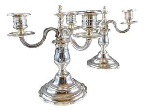 20th Century Silver-Plated Metal Candelabra, Set of 2