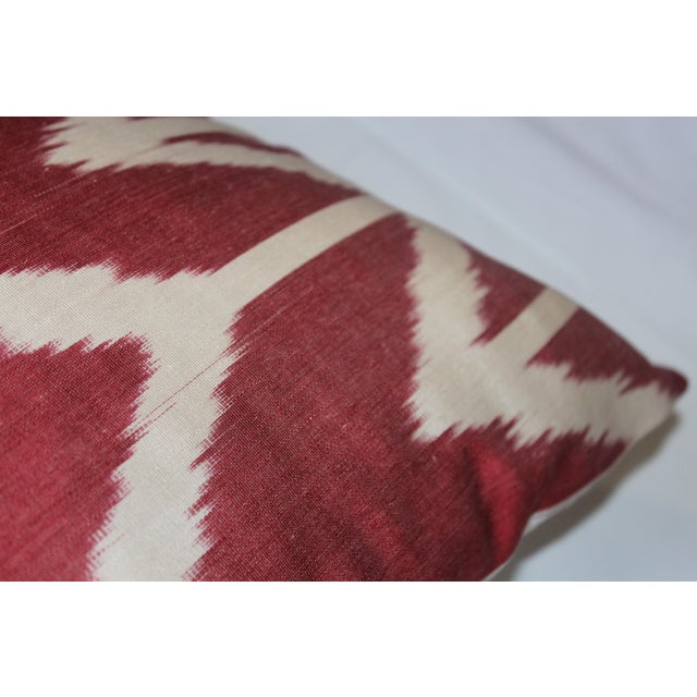 2020s Turkish Red Silk Ikat Pillow 16'' X16'' For Sale - Image 5 of 7