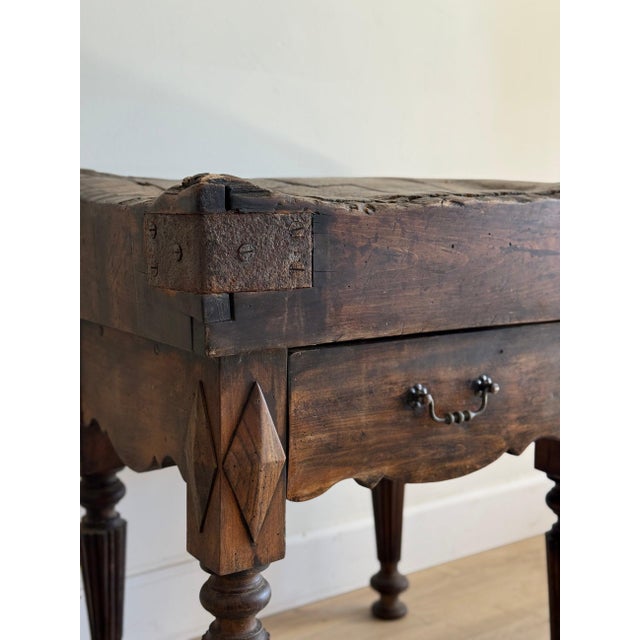 Rustic European 19th c. French Butcher Block Table For Sale - Image 3 of 10