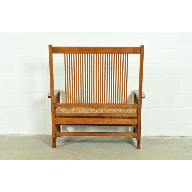 Stickley Mission Oak Arts & Crafts Spindle Bench or Settee For Sale - Image 12 of 14
