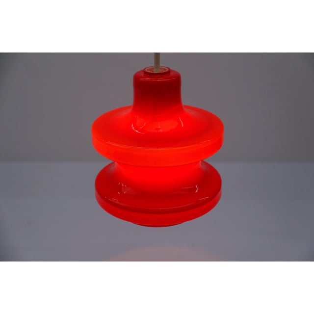 Lipstick Red Glass Hanging Lamp by Peill & Putzler, 1960s For Sale - Image 10 of 11