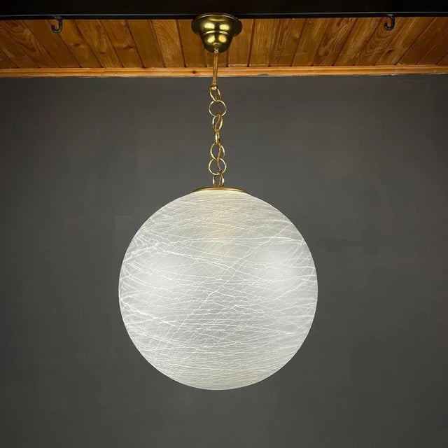 Large Vintage Italian Swirl Murano Glass Pendant Lamp, 1970s For Sale - Image 11 of 13
