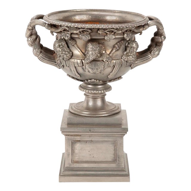 19th Century English Polished Steel Warwick Vase For Sale