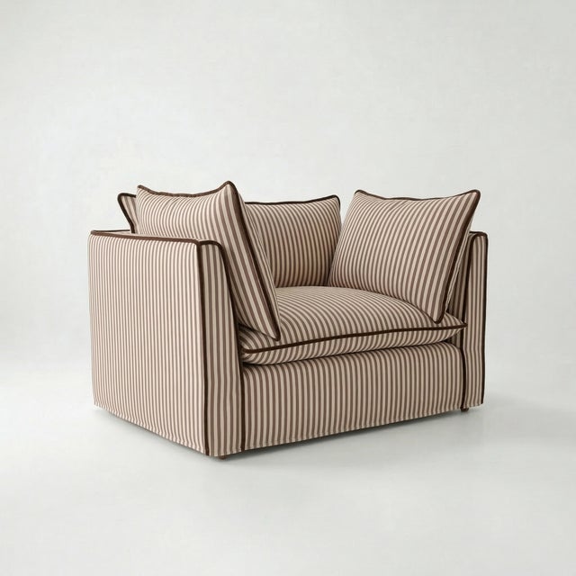 A joyous beautiful loveseat made by hand in the USA using natural materials with a large dollop of comfort. 'Tradition...