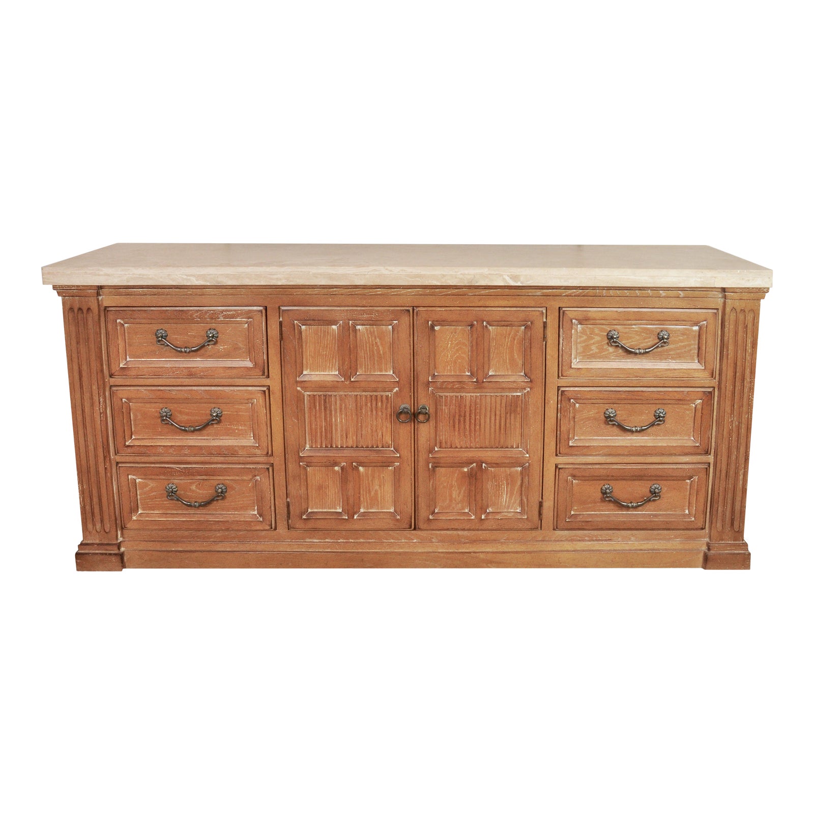 Drexel Heritage Travertine Top Monumental BelAire Oak Dresser Chairish