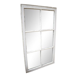 Antique White Framed 6 Pane Farmhouse Window Pane For Sale