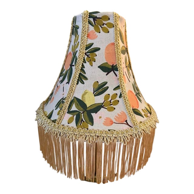 Rifle Paper Co. Primavera Italian Botanical Lampshade With Gold Trim For Sale