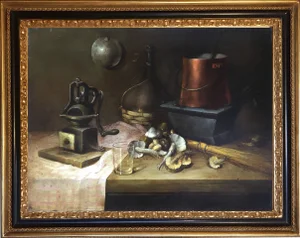 Salvatore Marinelli, Italian Still Life, Oil on Canvas, Framed