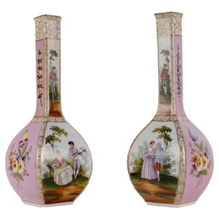 Dresden Porcelain Vases, Set of 2 For Sale