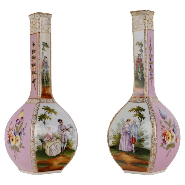 Dresden Porcelain Vases, Set of 2 For Sale