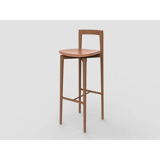 Not Yet Made - Made To Order Modern Linea 662 Grey Bar Chair in Red Leather and Wood by Collector Studio For Sale - Image 5 of 5
