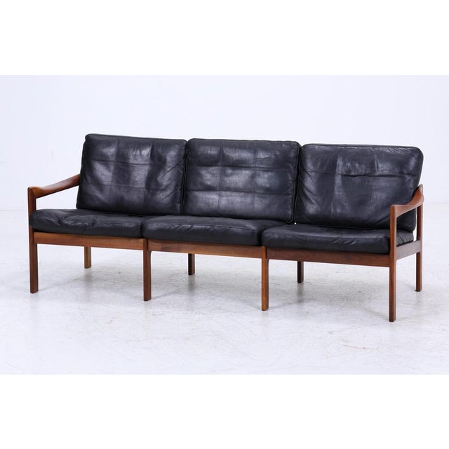 Mid-Century Leather and Teak Sofa by Illum Wikkelsø for Niels Eilersen / Musterring, 1960s For Sale - Image 10 of 18