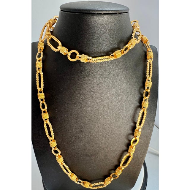 Metal Vintage 18Karat solid Yellow Gold 60 Gm, Link Chain, 9.8 mm Necklace, 30 " Long For Sale - Image 7 of 18