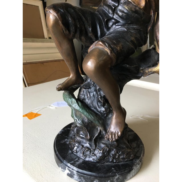 Bronze "Boy Fishing" Figurine by Goldscheider Chairish