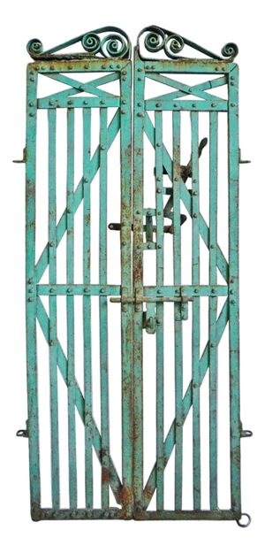 Vintage Rustic Indian Turquoise Iron Gate
