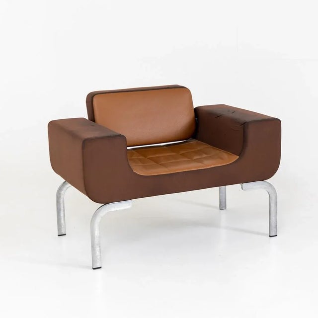 Set of Italian Brown Leather Lounge Chairs, 1970s For Sale - Image 9 of 15