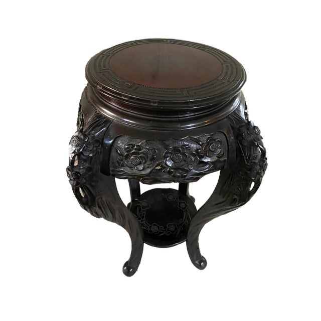 Late 20th Century Vintage Chinoiserie Rosewood Pedestal Stand Display For Sale - Image 5 of 8