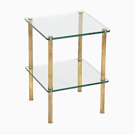 Brass and Glass 2-Tier Side Table or Nightstand from Maison Jansen, France, 1970s For Sale - Image 14 of 14