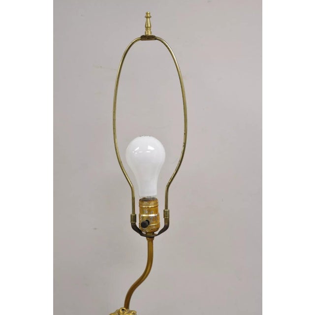 Antique French Renaissance Moreau Figural Metal Table Lamp, Wife & Farmer For Sale - Image 12 of 12