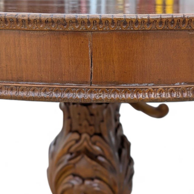 Antique Renaissance Revival Marquetry Walnut Oval Dining Table, Late 19th Century For Sale - Image 9 of 18