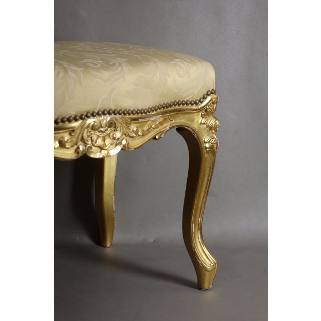 Golden Wooden Stool For Sale - Image 6 of 10