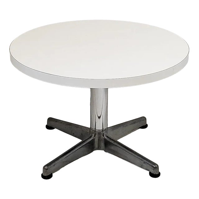 Vintage Side Table in White Formica, Aluminium & Chome-Plated Steel, 1960s For Sale