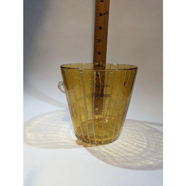 Vintage 1970s Venini for Disaronno Murano Glass Ice Bucket, Amber & White For Sale - Image 11 of 13