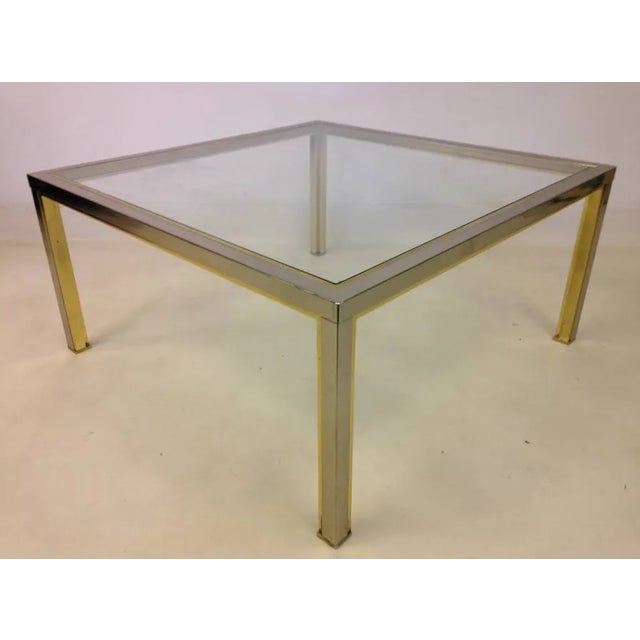 Silver Vintage Chrome & Brass Coffee Table, 1970s For Sale - Image 8 of 8